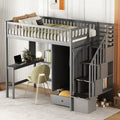 Twin size Loft Bed with Bookshelf,Drawers,Desk,and Wardrobe