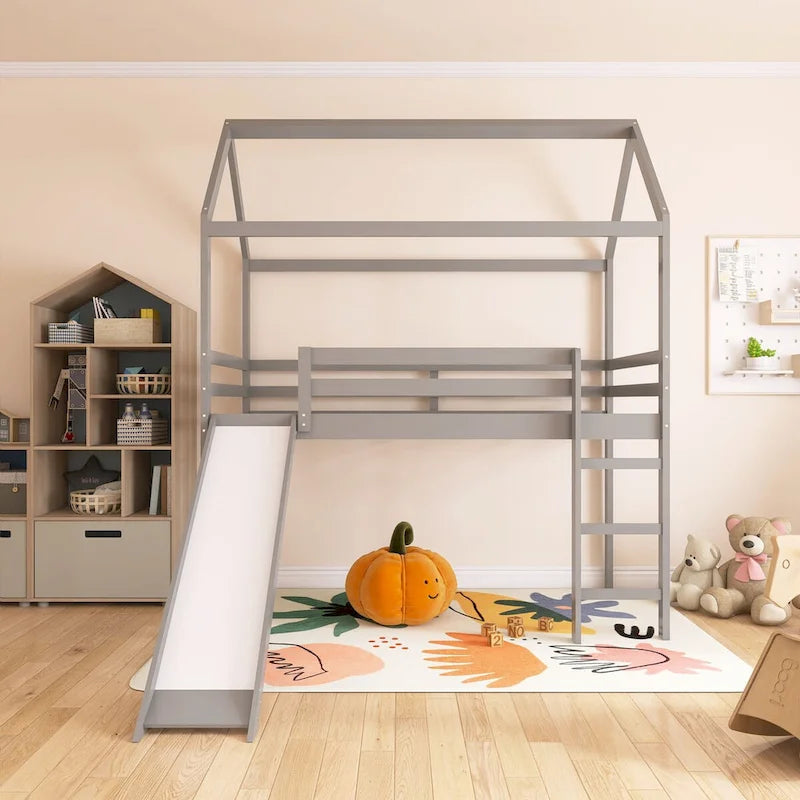 Twin Loft Bed with Slide House Bed with Slide