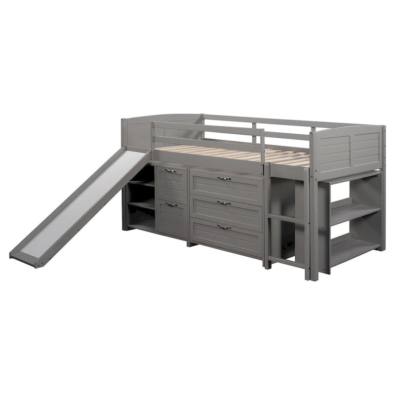 Gray High-Quality Solid Pinewood Loft Bed