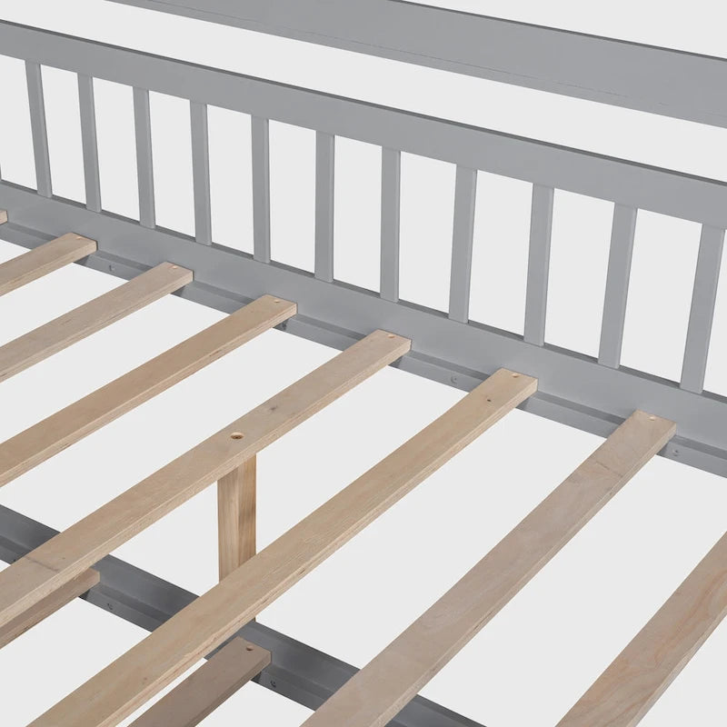 Wooden Full Size House Bed with Twin Size Trundle