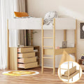 Teddy Fleece Upholstery Loft Bed Wood Bed with Drawers and Convertible Desk