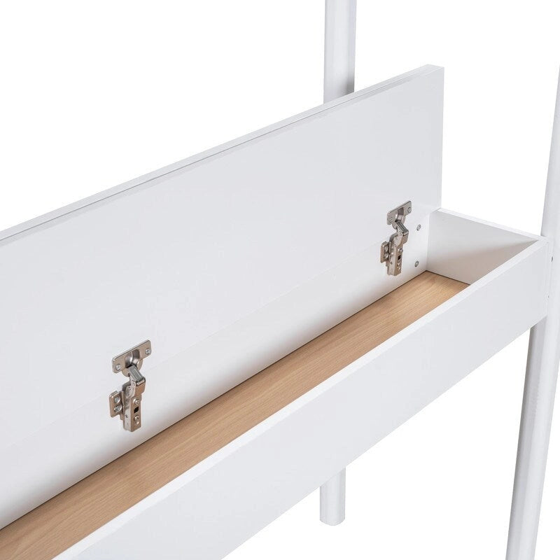 Teddy Fleece Upholstery Loft Bed Wood Bed with Drawers and Convertible Desk