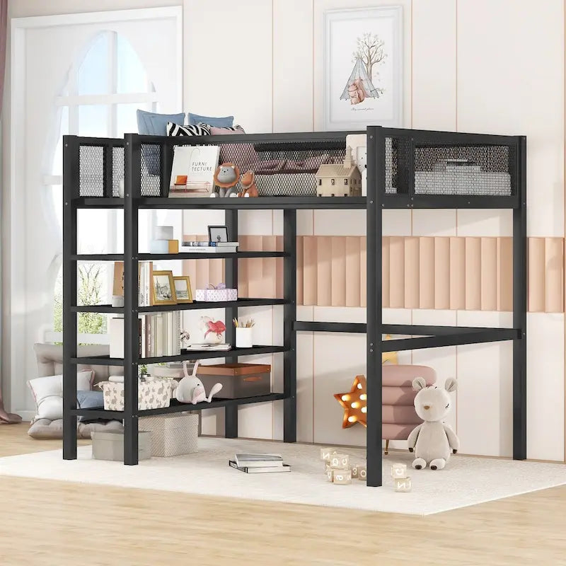 Modern Style Twin Size Multi-functional Loft Bed with Storage