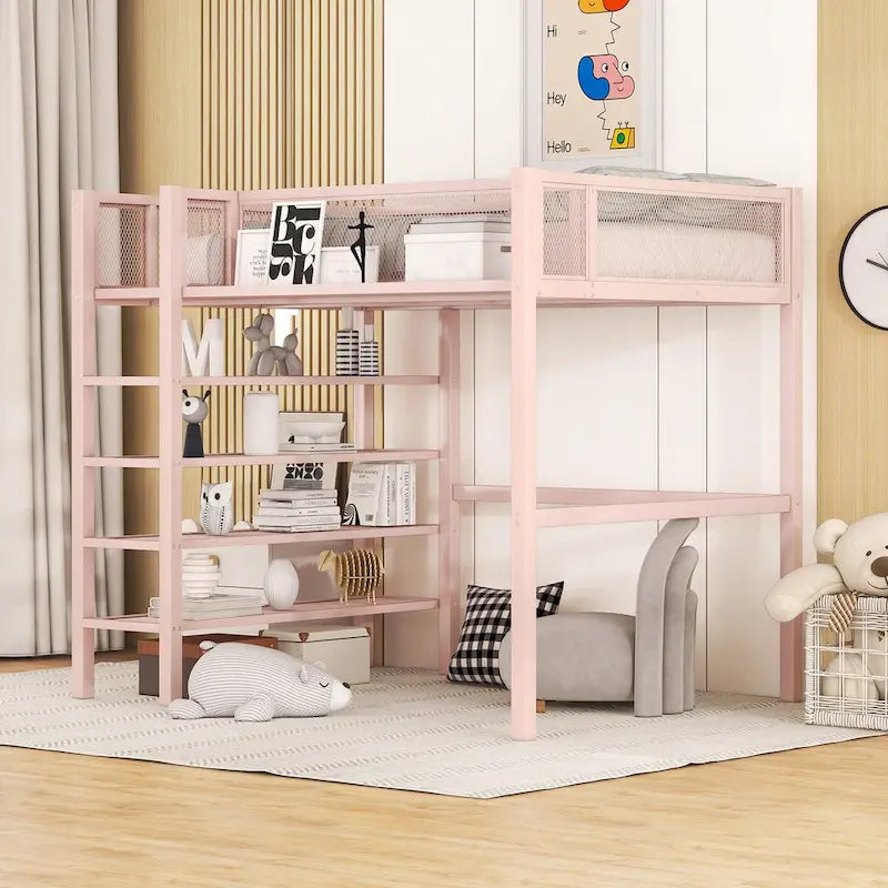 Modern Style Twin Size Multi-functional Loft Bed with Storage