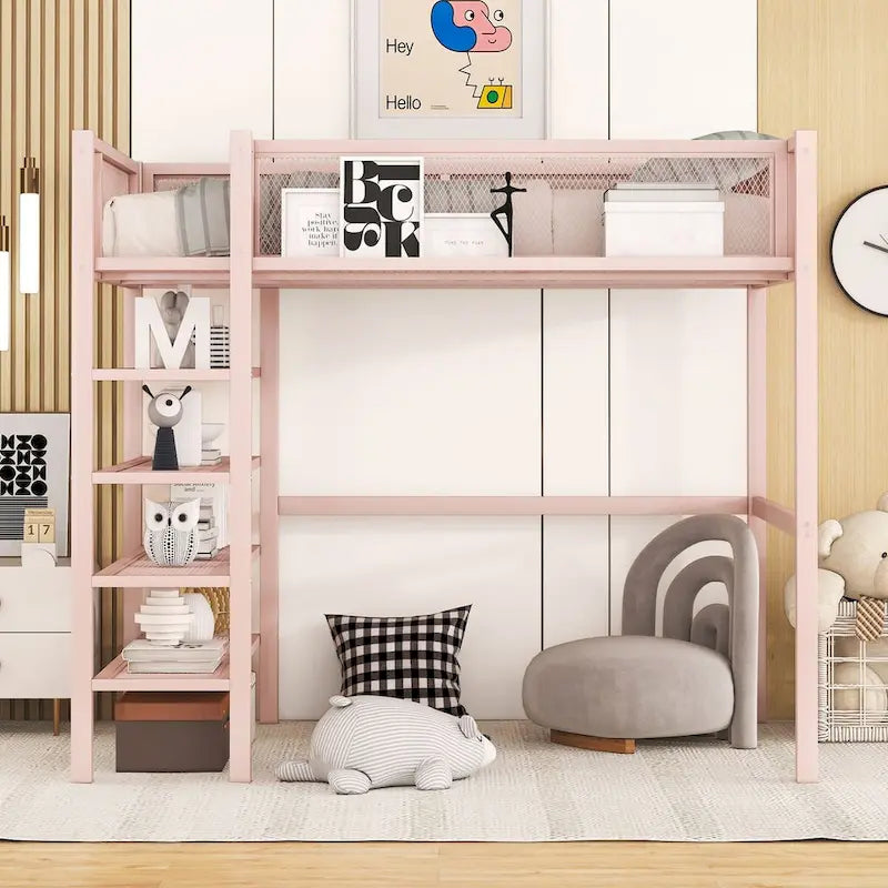 Modern Style Twin Size Multi-functional Loft Bed with Storage