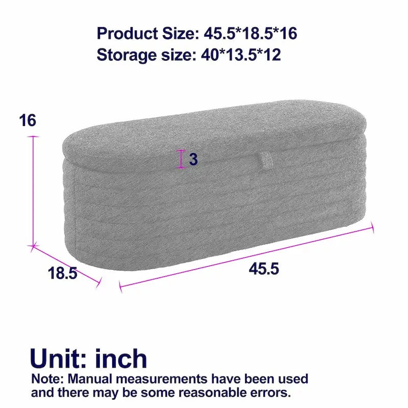 Storage Ottoman Bench Upholstered Storage Bench End of Bed Stool w/Safety Hinge