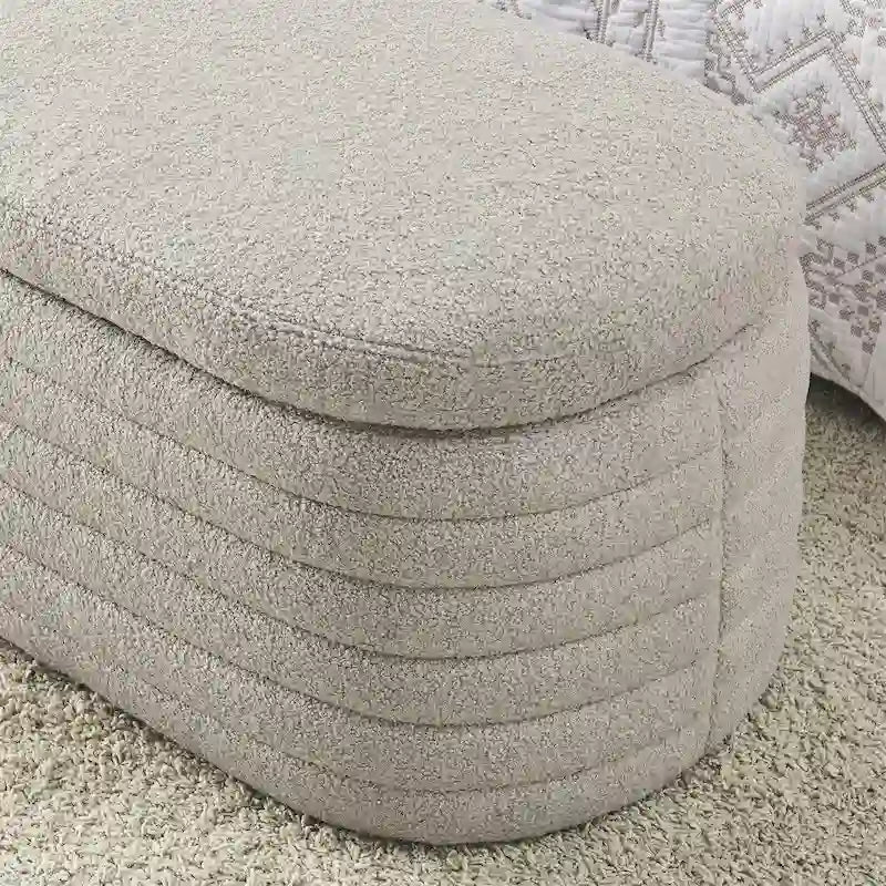 Storage Ottoman Bench Upholstered Storage Bench End of Bed Stool w/Safety Hinge