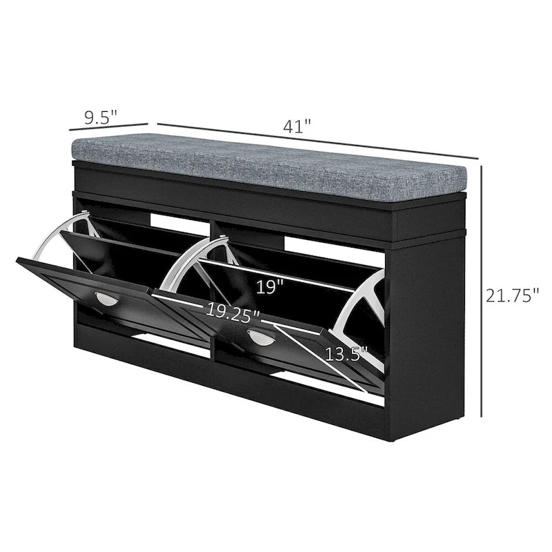 Modern Shoe Rack Bench for Entryway,Storage Organizer with Cushion