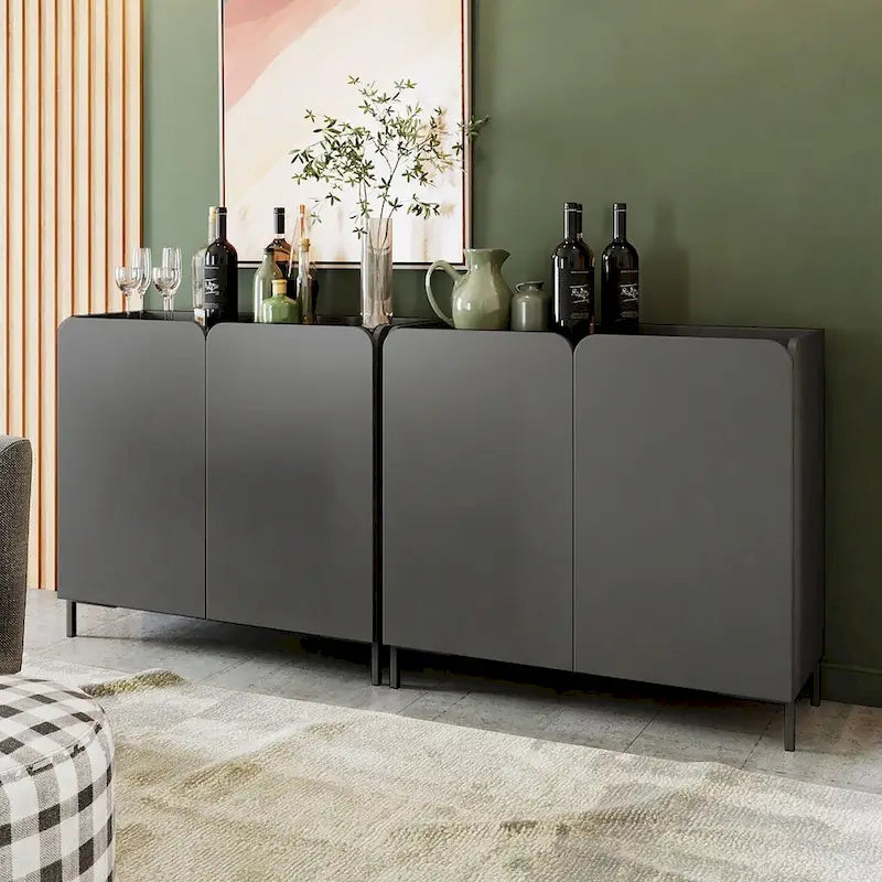 Manhattan Comfort Mid-Century Modern Bogardus Accent Cabinet Set of 2