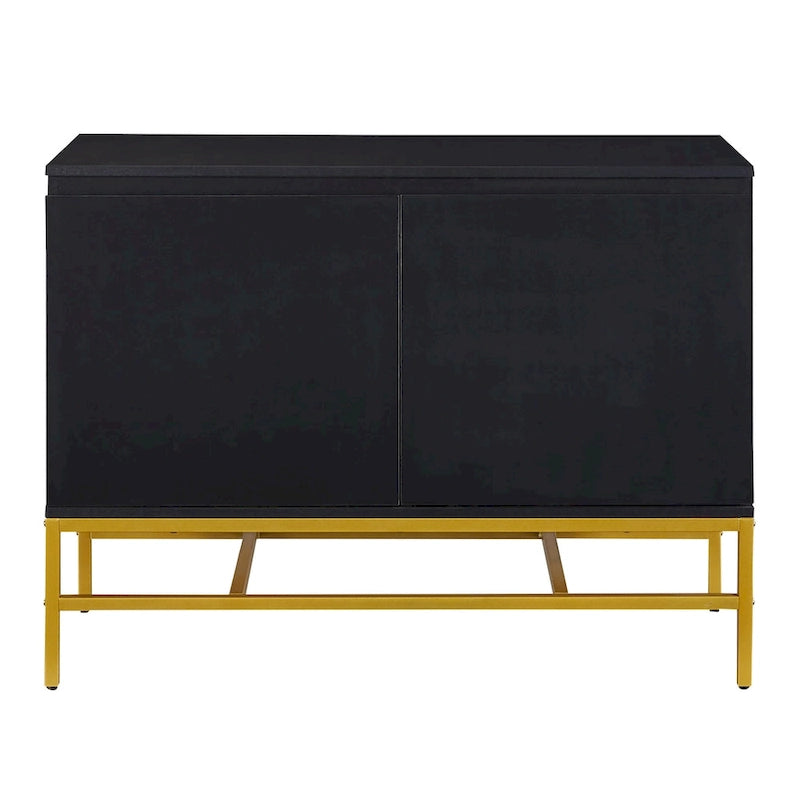 Minimalist & Luxury Cabinet Two Door Sideboard with Gold Metal Legs for Living Room, Dining Room
