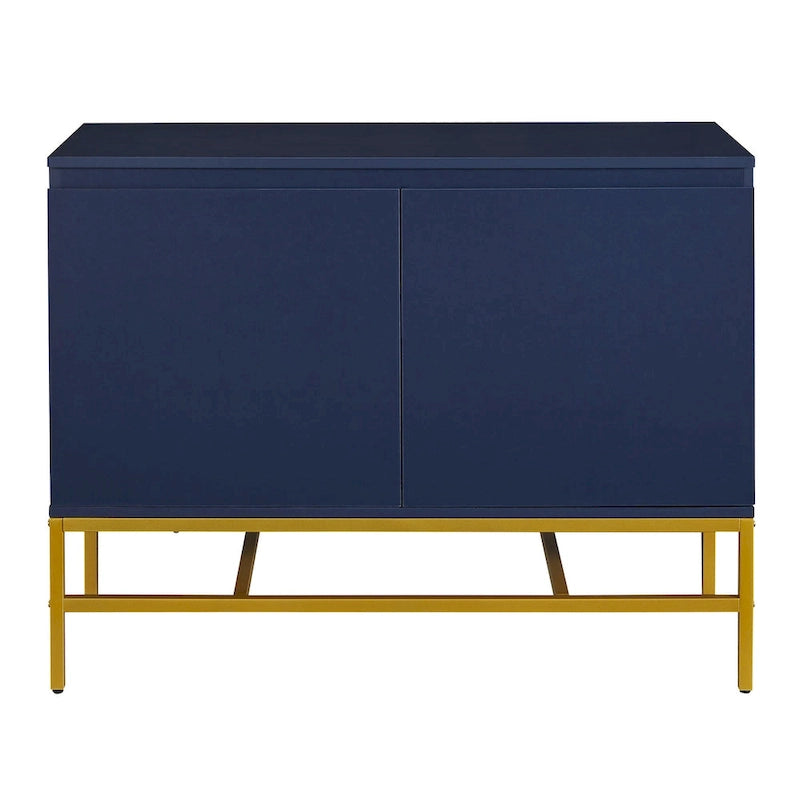 Minimalist & Luxury Cabinet Two Door Sideboard with Gold Metal Legs for Living Room, Dining Room