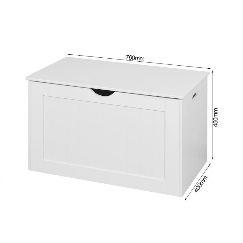 White Lift Top Entryway Storage Cabinet with 2 Safety Hinge, Wooden Toy Box, suitable for Living Room