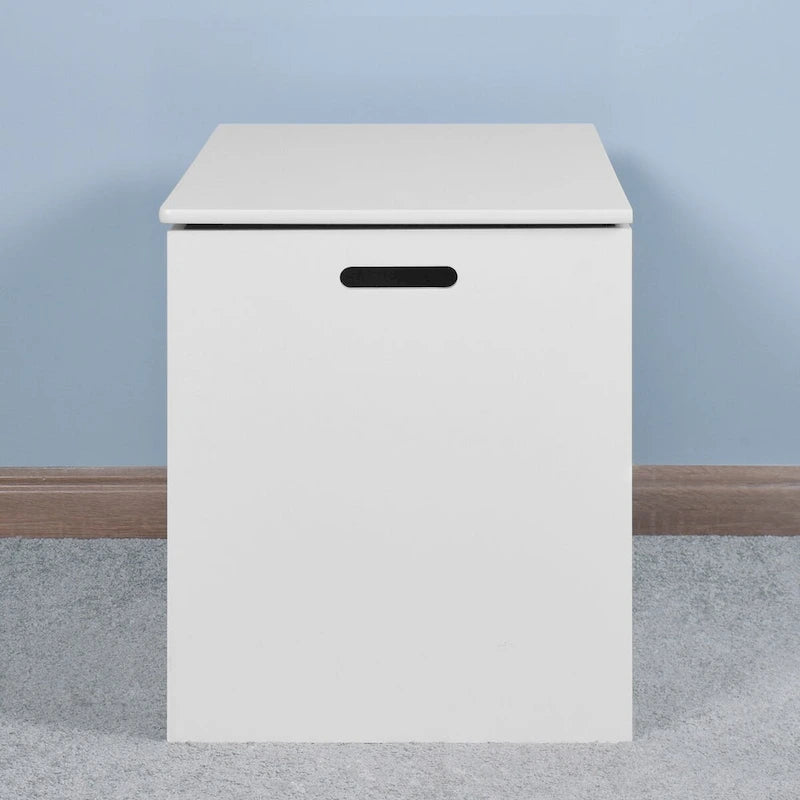 White Lift Top Entryway Storage Cabinet with 2 Safety Hinge, Wooden Toy Box, suitable for Living Room