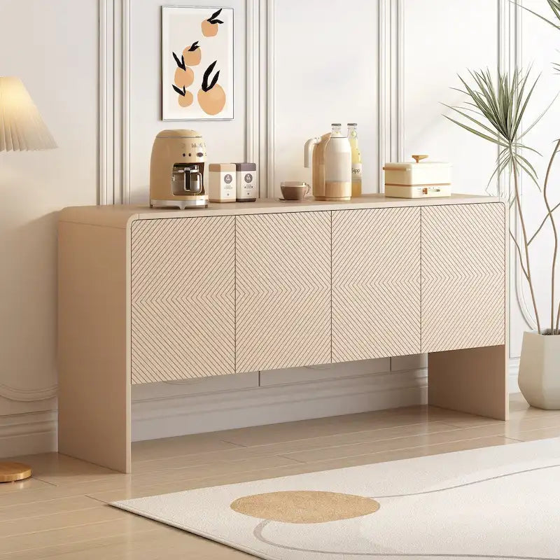 Minimalist Style 60 Inch Large Sideboard with 4 Doors