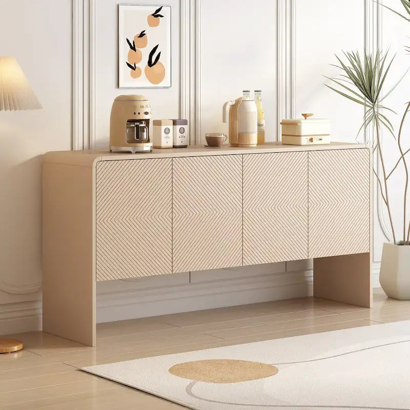 Minimalist Style 60 Inch Large Sideboard with 4 Doors