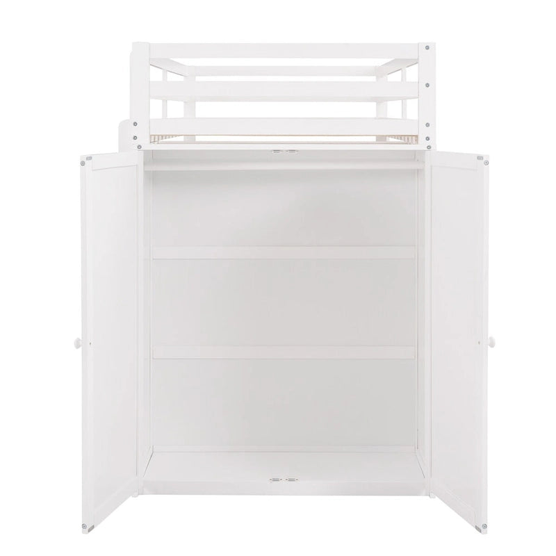 Twin size Loft Bed with Drawers,Desk,and Wardrobe