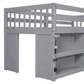 Twin Size Kid Low Loft Bed With Two-Tier Shelves And LED Light
