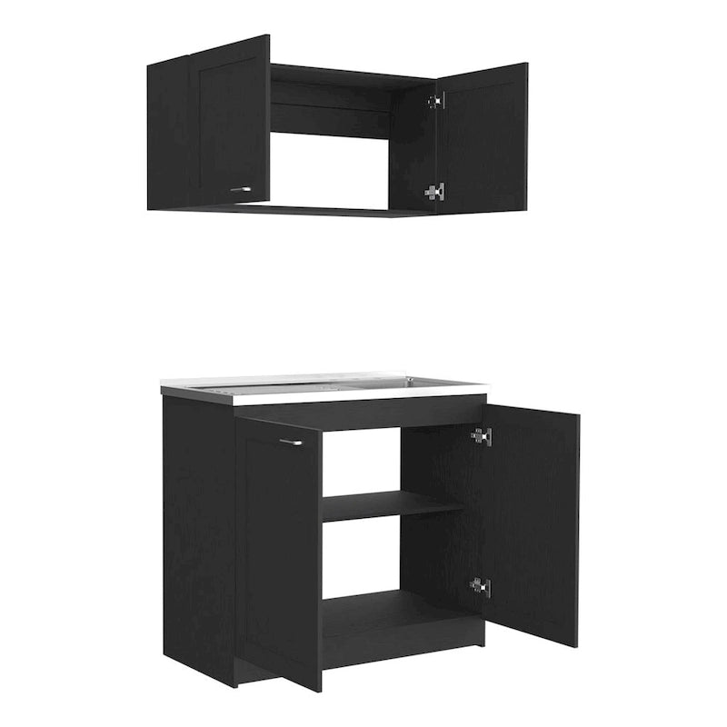 Cabinet Set, Garage, Black,30,8 H X 39,3 W X 20,4D