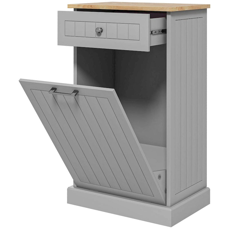 Kitchen Tilt Out Free Standing Recycling Cabinet Trash Can Holder