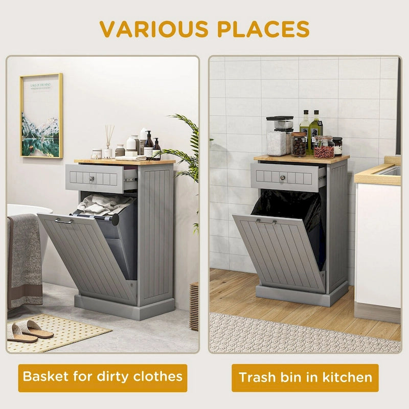 Kitchen Tilt Out Free Standing Recycling Cabinet Trash Can Holder