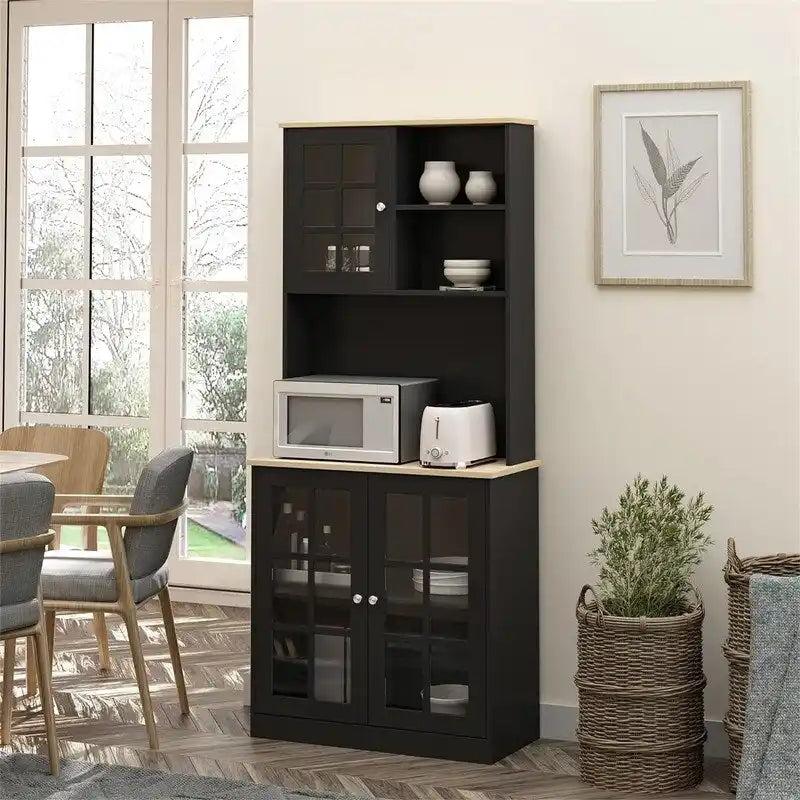 Kitchen Buffet with Hutch, Storage Pantry - 14.5D x 31.5W x 72H