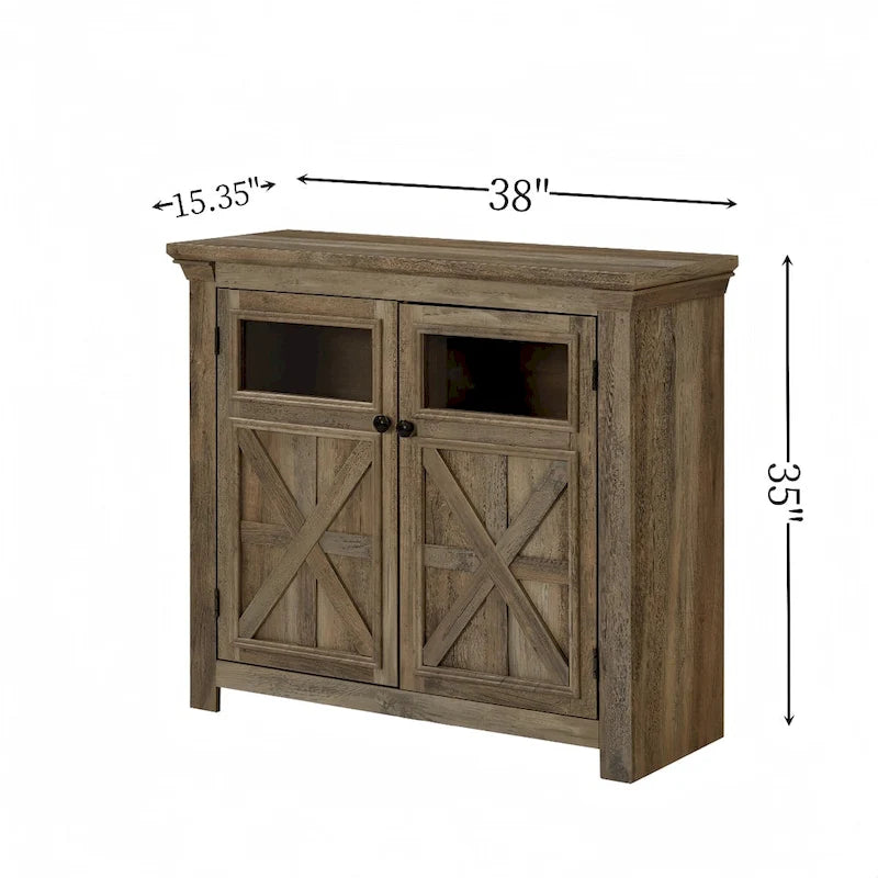 Wood Buffet Cabinet with 2 Doors and Metal Handle