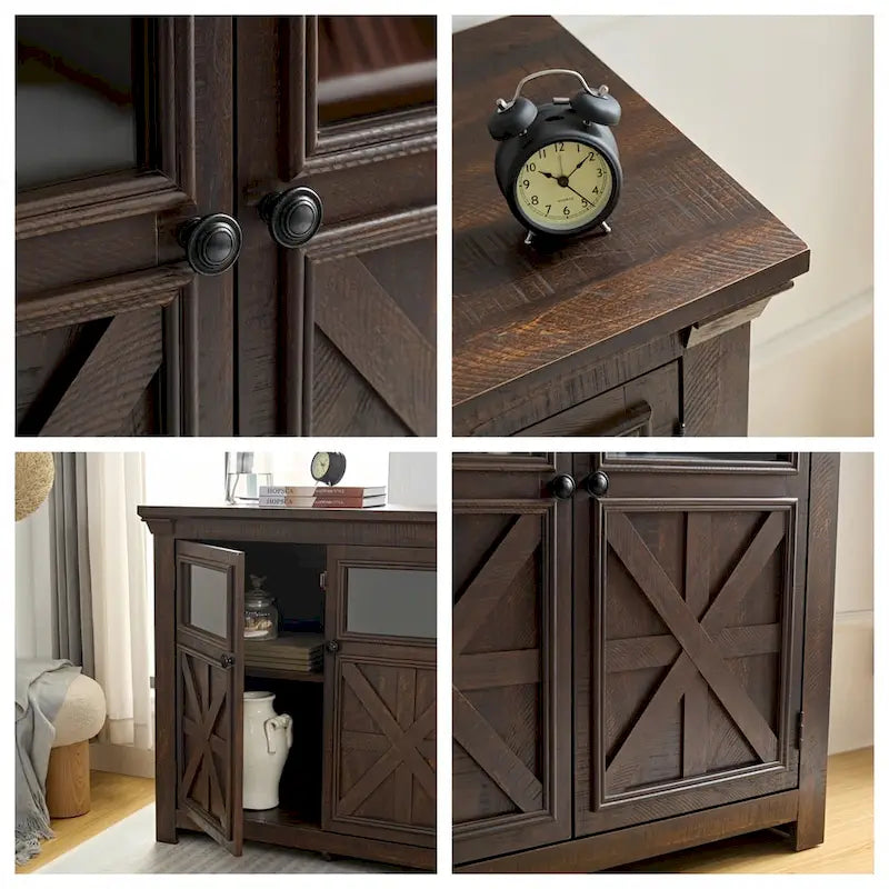 Wood Buffet Cabinet with 2 Doors and Metal Handle
