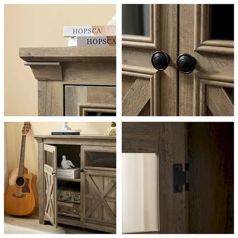 Wood Buffet Cabinet with 2 Doors and Metal Handle