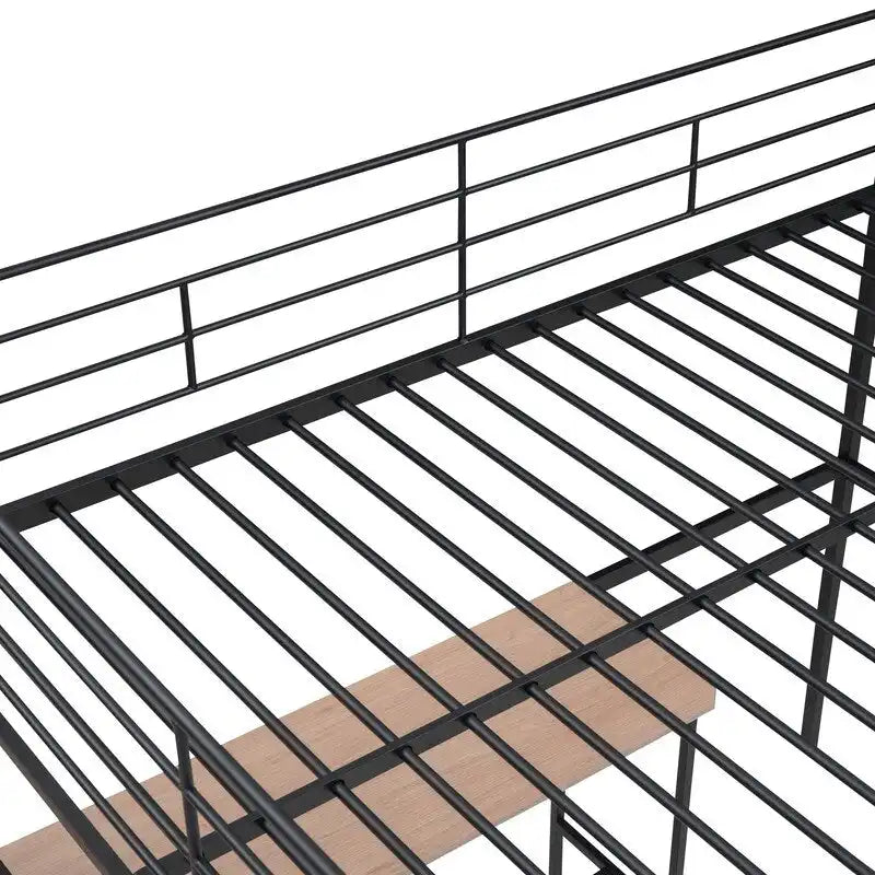 Metal Loft Bed with Desk and Lateral Storage 4-layers Ladder,Full Size