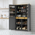 40.2x20x71.3inch High Freestanding Kitchen Pantry Large Cupboard Storage Cabinet with 2 Drawers, 2 Adjustable 8 Door Shelves
