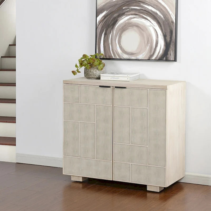 Adeline Cabinet - Two Shagreen Finished Doors - Light Cream Finish