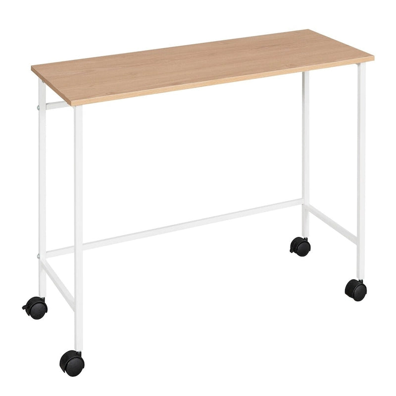 Twin Over Low Loft Bed Frame with Rolling Desk and Shelves,Twin Size Metal Bed with Steel Slat Supports,for Teens Kids Child