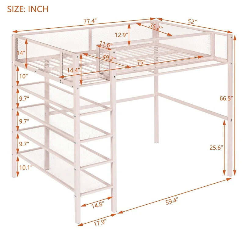 Pink Modern Style Multi-functional Loft Bed