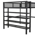 Black Full Metal Loft Bed with Storage Shelves