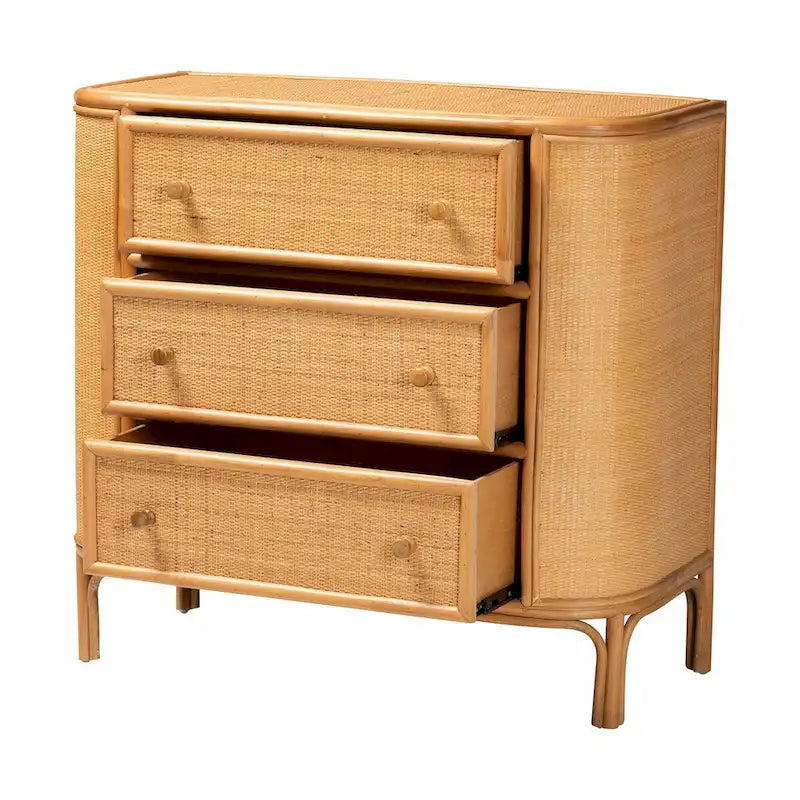 Radenza Bohemian Light Honey Rattan 3-Drawer Storage Cabinet