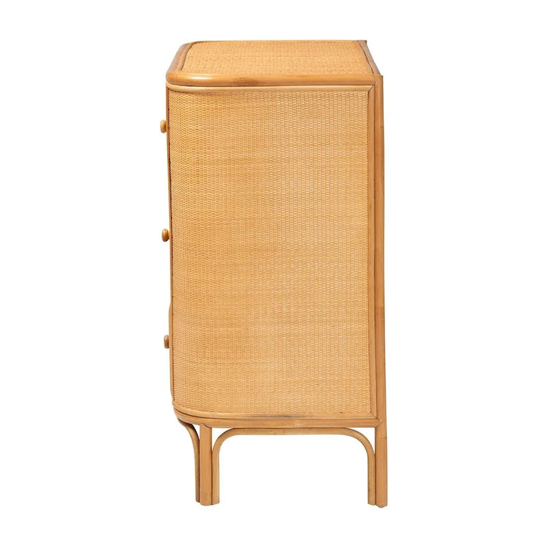 Radenza Bohemian Light Honey Rattan 3-Drawer Storage Cabinet