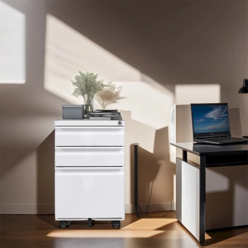 Mobile File Cabinet w/Lock,Metal Filing Cabinets for Office Organizer
