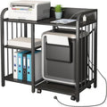 Printer Stand,3-Tier Lateral Office Filing Shelves with Socket and USB Charging Port - 31 x 15.7 x 33.8 inches