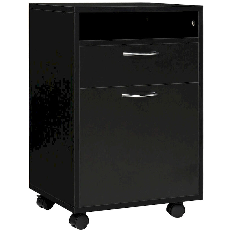 Modern Mobile Storage Cabinet with 1 Shelf,1 Drawer and 1 Cabinet, Printer Stand with Castors