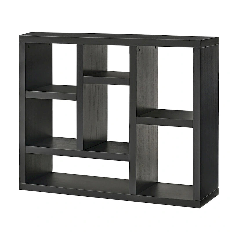 Open Wooden Open Shelf Bookcase, Freestanding Display Cabinet with 7 Cube Storage Spaces, Floor Standing Bookshelf, Entryway