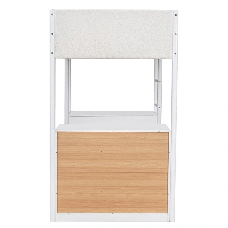 Twin Size Teddy Fleece Loft Bed Wood Bed