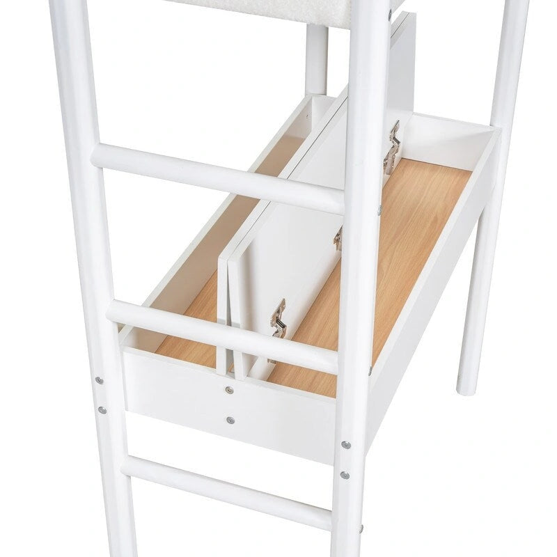 Twin Size Teddy Fleece Loft Bed Wood Bed