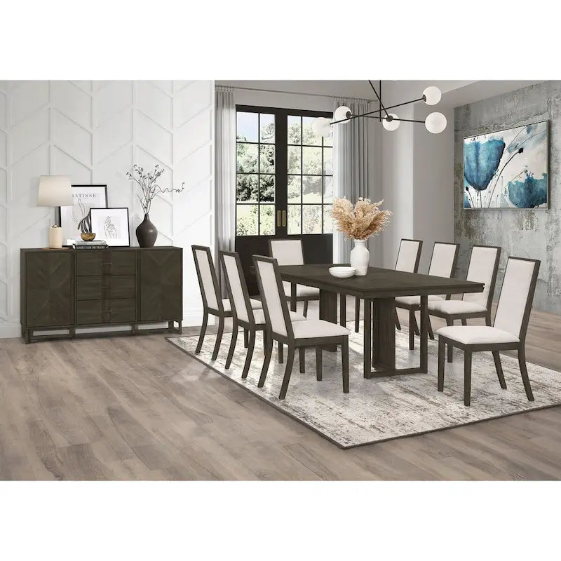 Glenmoor Dark Grey 3-Drawer Server with 2 Cabinets