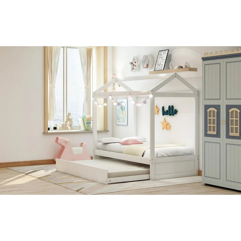White House Bed with Trundle Perfect for Bedroom