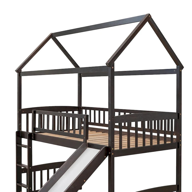 Twin Loft Bed with Slide and Guardrail
