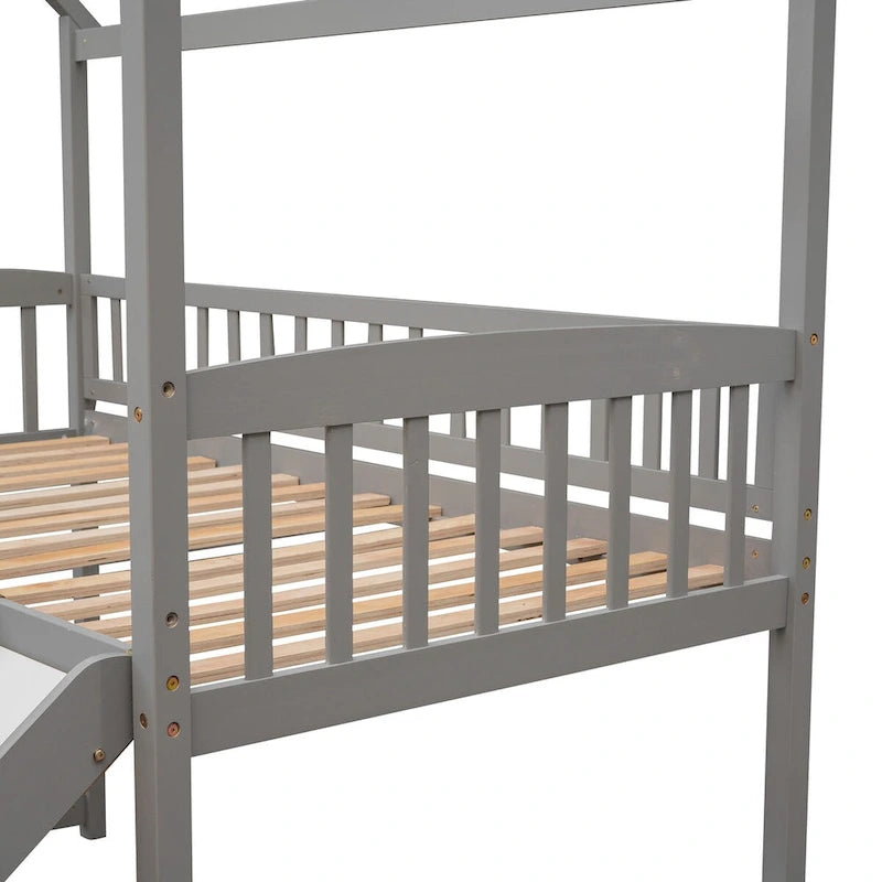 Twin Loft Bed with Slide and Guardrail