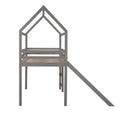 Twin Loft Bed with Slide, House Bed with Slide,Gray suitable for bedroom