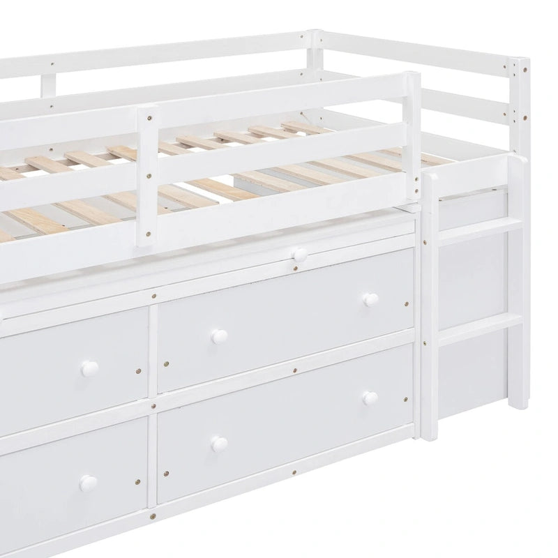 Twin Size Loft Bed with Desk and Drawers