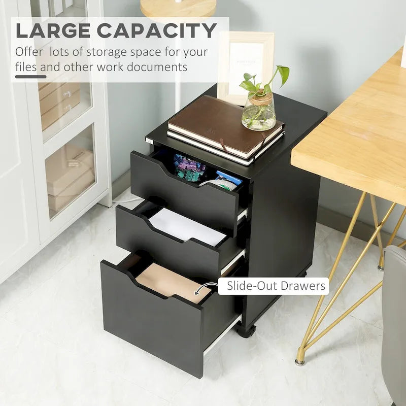 3-Drawer Vertical Mobile File Cabinet