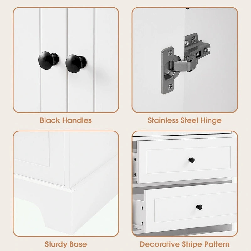 Bathroom Storage Cabinet with 2 Doors and 4 Drawers